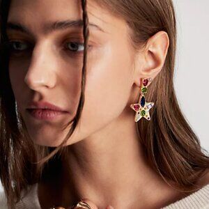 NWT Free People Nancy Ann Earrings in Gold Stone